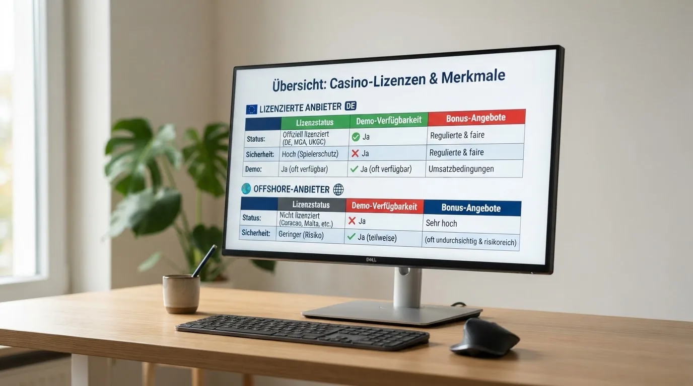 Übersichtliche Tabellen-Darstellung der zehn Anbieter, farblich getrennt nach GGL-Lizenz und Offshore
