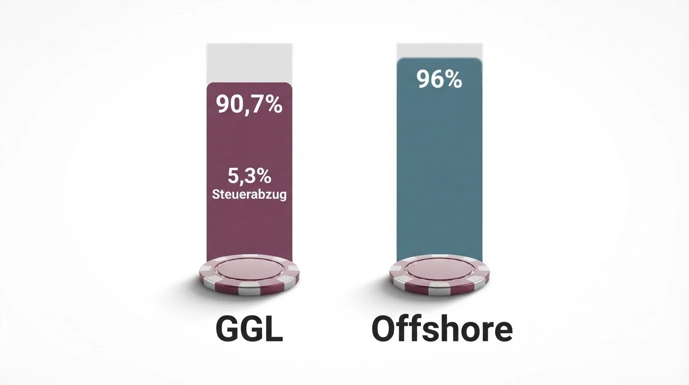 Zwei RTP-Balken für denselben Slot — GGL mit Steuerabzug, Offshore ohne