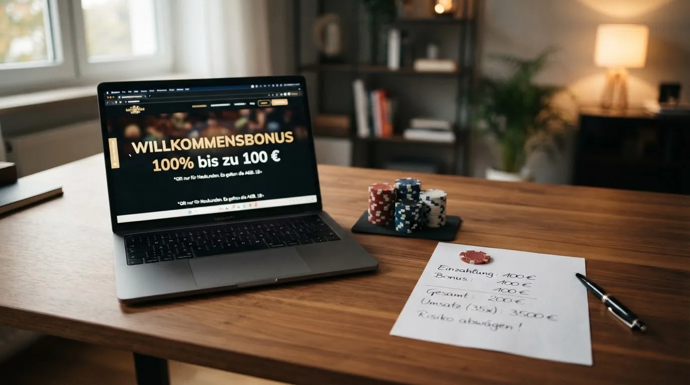 Gestapelte Casino-Chips neben einem durchgestrichenen Prozentzeichen