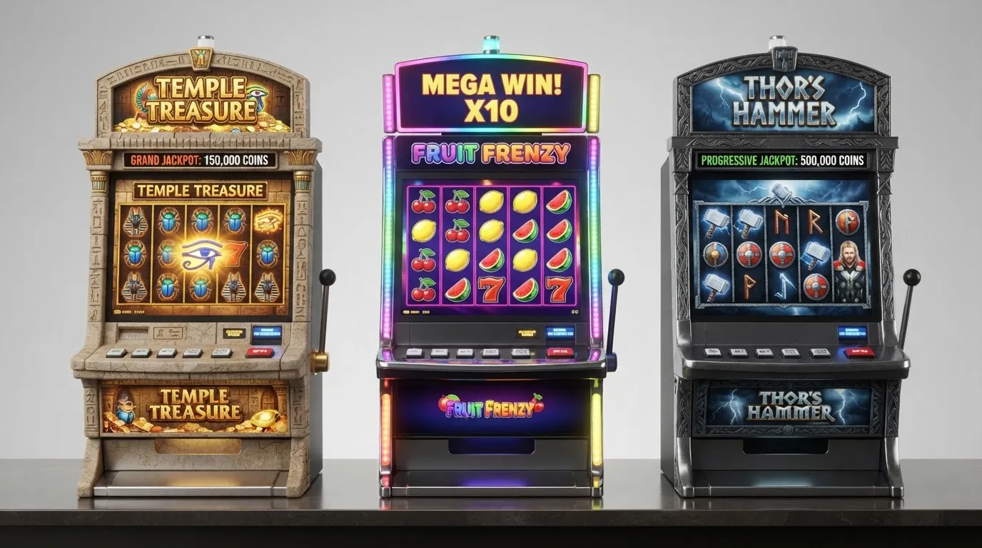 Eine Auswahl der beliebtesten Slot-Titel (Book of Ra, Sweet Bonanza, Starburst) in Kachelansicht