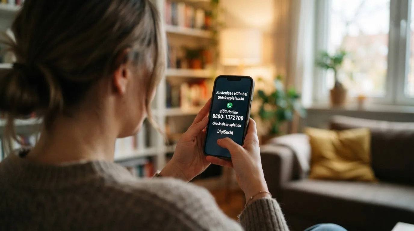 Die BIÖG-Hotline-Nummer 0800-1372700 prominent mit einem Telefon-Symbol und den Logos von check-dein-spiel.de und DigiSucht darunter