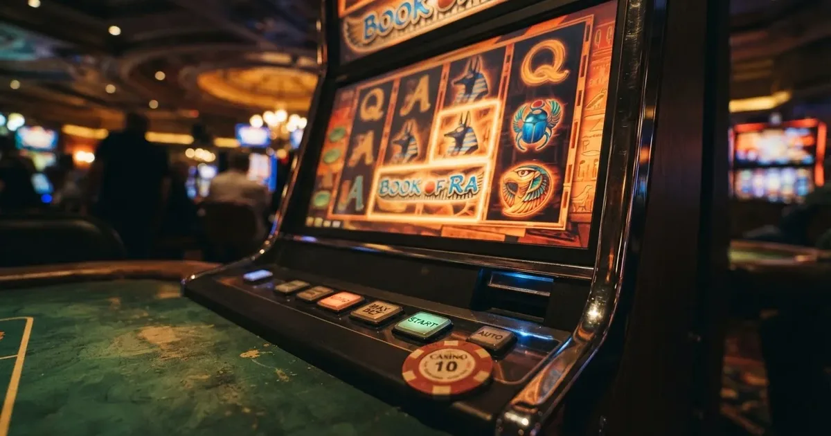 Der Legacy of Dead-Spielautomat von Play'n GO mit seinen 5 Walzen und ägyptischen Symbolen im Einsatz
