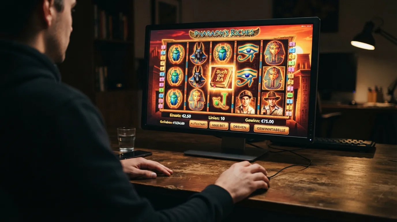 Book of Ra Deluxe mit sichtbaren Walzen und dem markanten Buch-Symbol