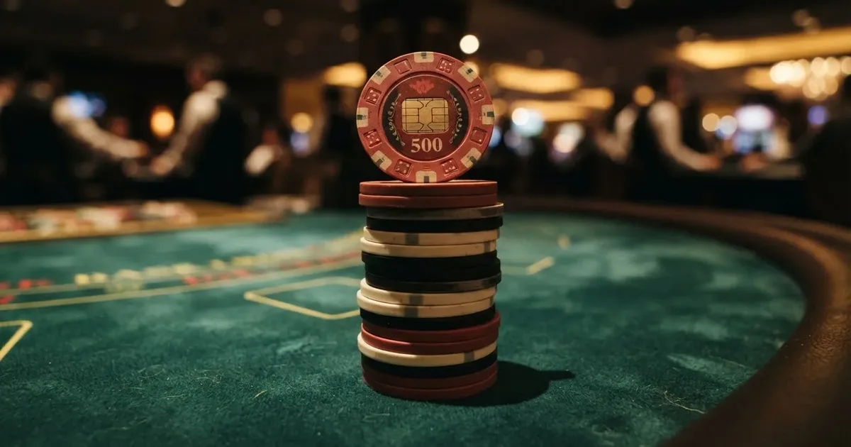 Casino-Chips auf grünem Filztisch als Symbol für Gewinne