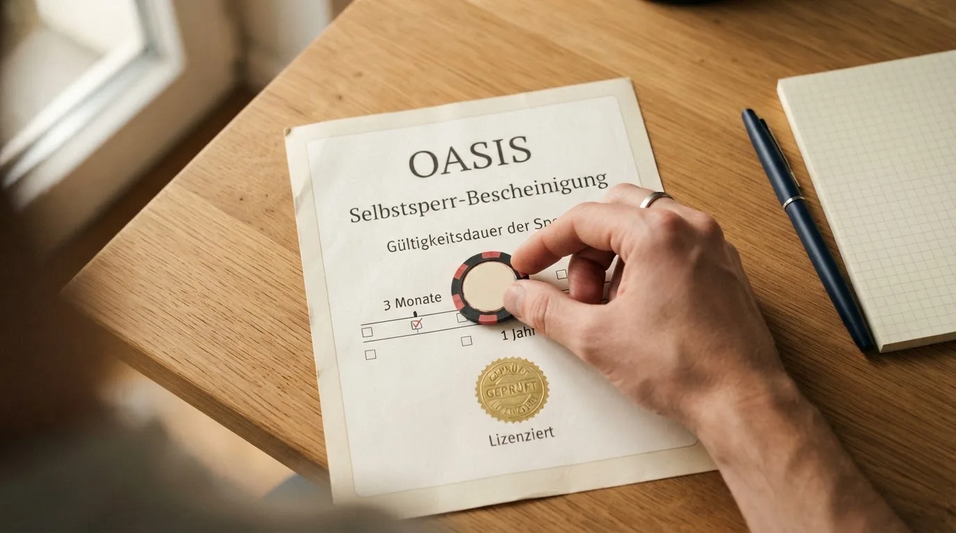 Schaubild: zwei Wege zur OASIS-Sperre — Regierungspräsidium Darmstadt oder Anbieter — mit Sperrdauer-Angaben