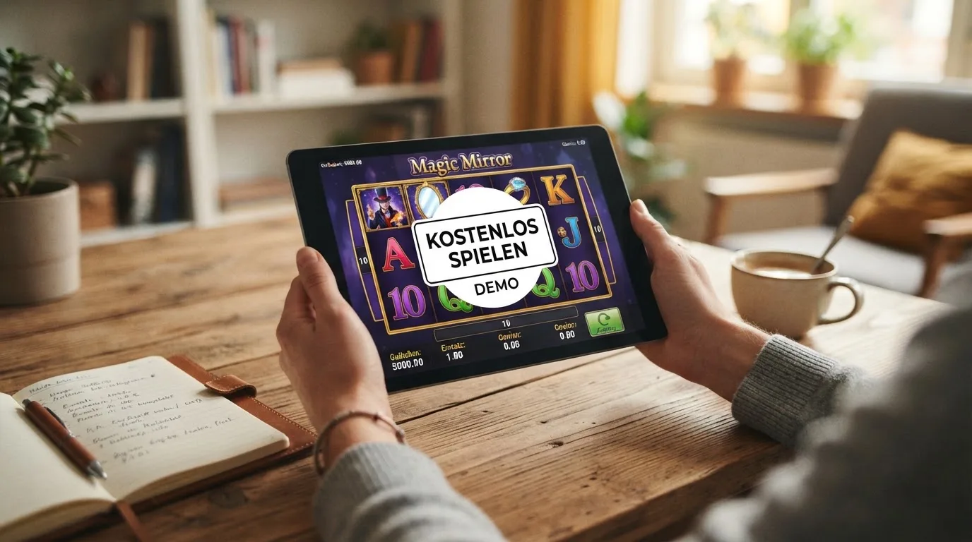 Ein Merkur-Slot im Demo-Modus mit Spielgeld-Guthaben und Kostenlos-Badge