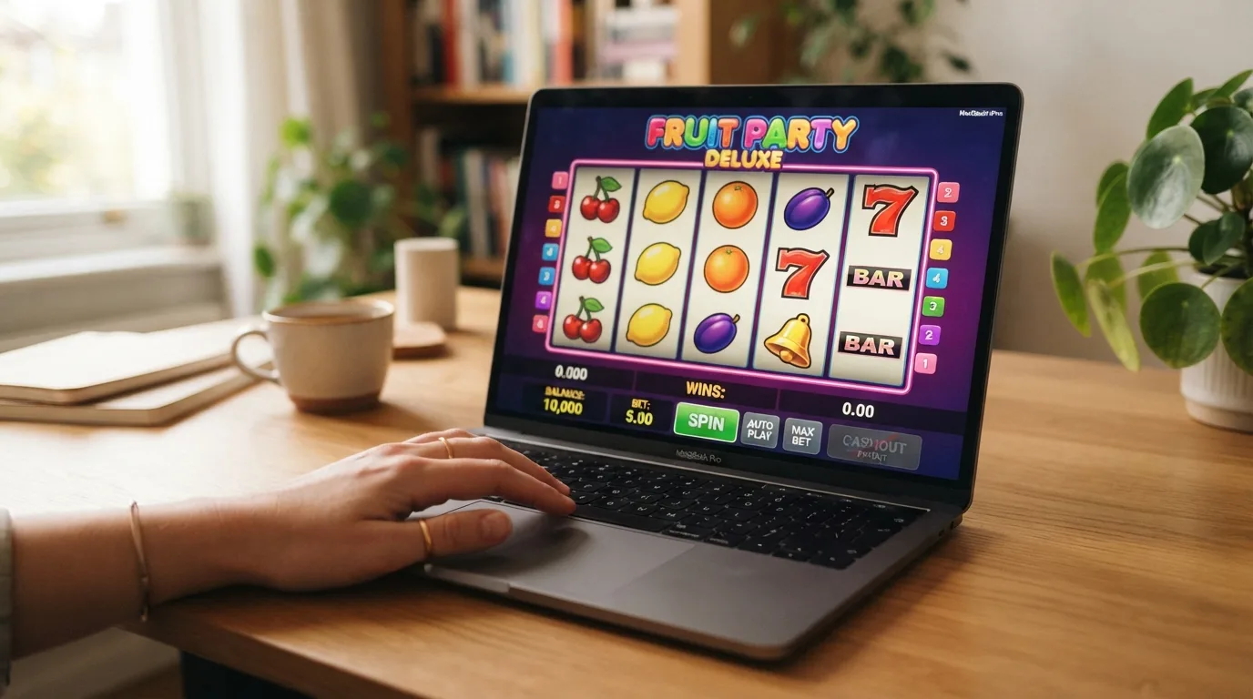Ein Spielautomat im Demo-Modus mit virtuellem Guthaben und deaktiviertem Auszahlungs-Button