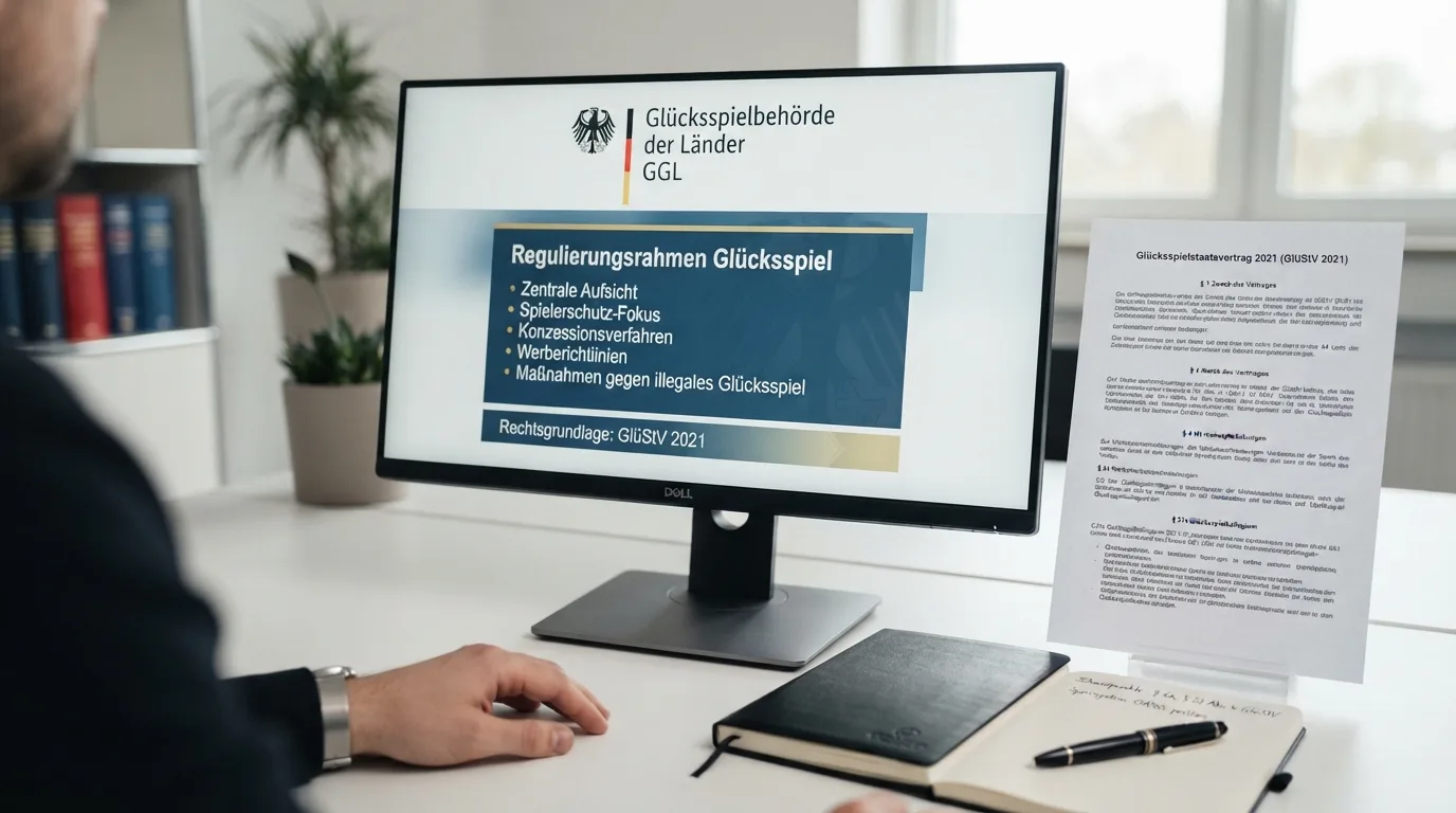 Das GGL-Logo neben einem Auszug aus dem GlüStV 2021