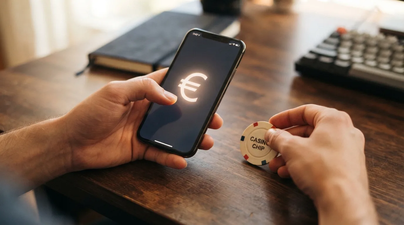 Bitcoin-Symbol und Casino-Chips als Visualisierung der Offshore-Zahlung ohne EU-PSP-Konto