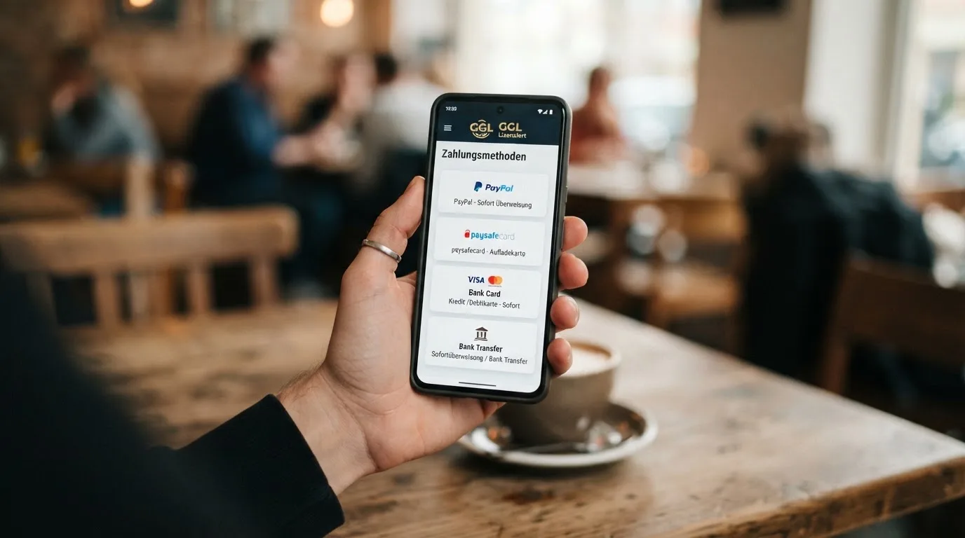 Übersicht Zahlungsmethoden: PayPal-Logo, Paysafecard, Kreditkarten-Symbole