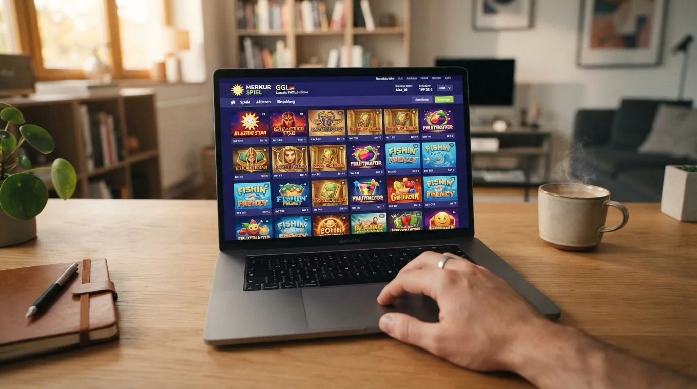 GGL-Logo neben einer Casino-Startseite mit Merkur-Slots