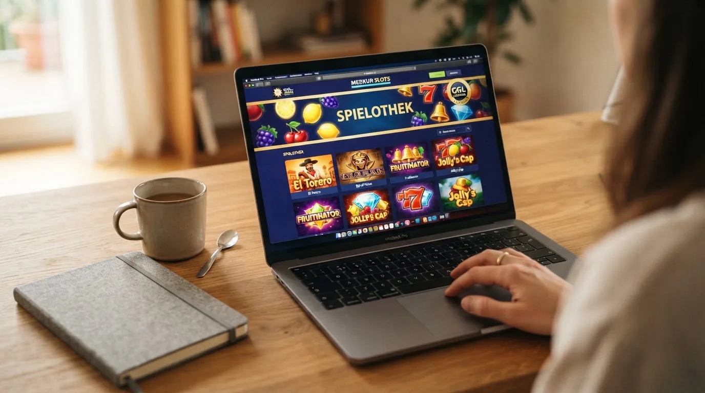 Digitale Spiele-Lobby mit klassischen Automatensymbolen aus dem Merkur-Portfolio
