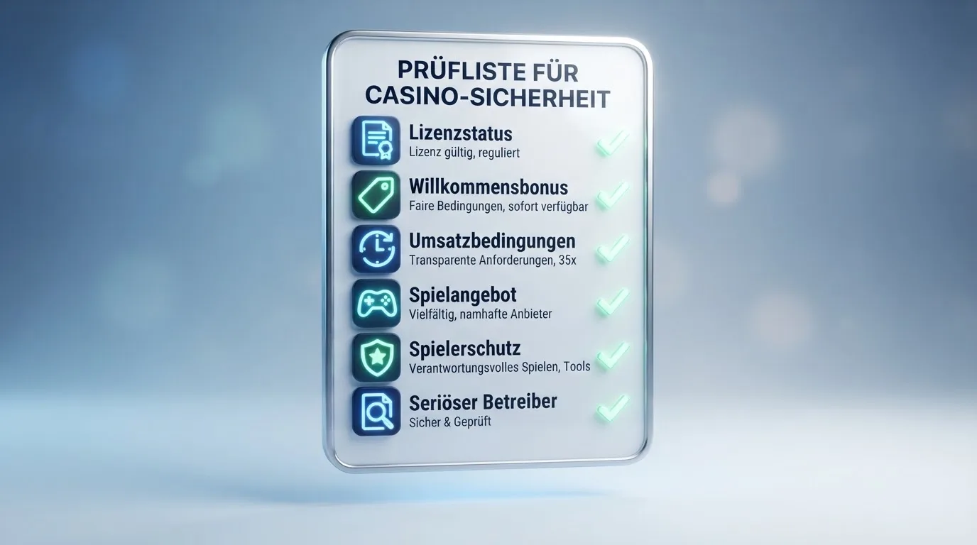 Die sechs Bewertungskriterien als Checkliste mit Häkchen