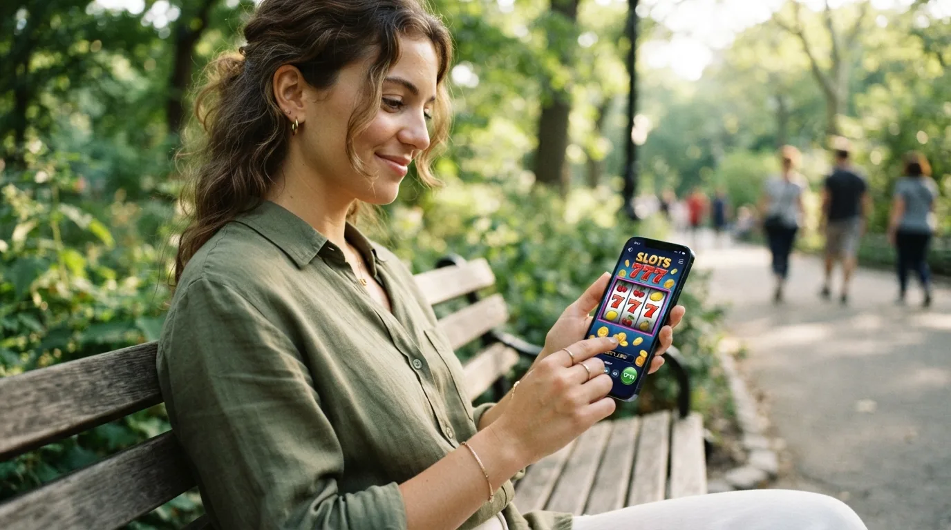 Smartphone mit geöffneter mobiler Spielothek im Browser