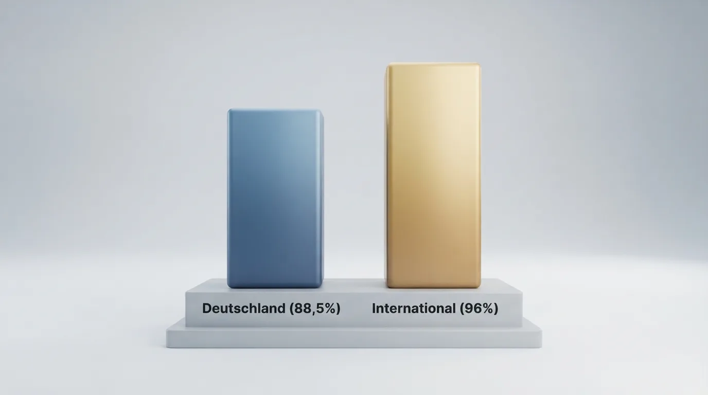 Balkendiagramm zum RTP-Unterschied zwischen Deutschland und internationalen Märkten