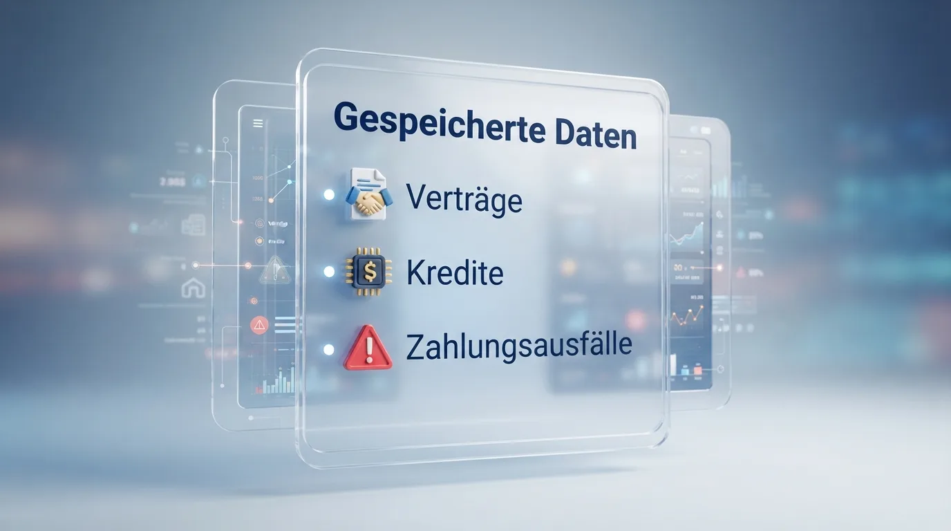 Schaubild: Welche Daten die SCHUFA speichert und welche nicht — Kredite, Verträge, Zahlungsausfälle