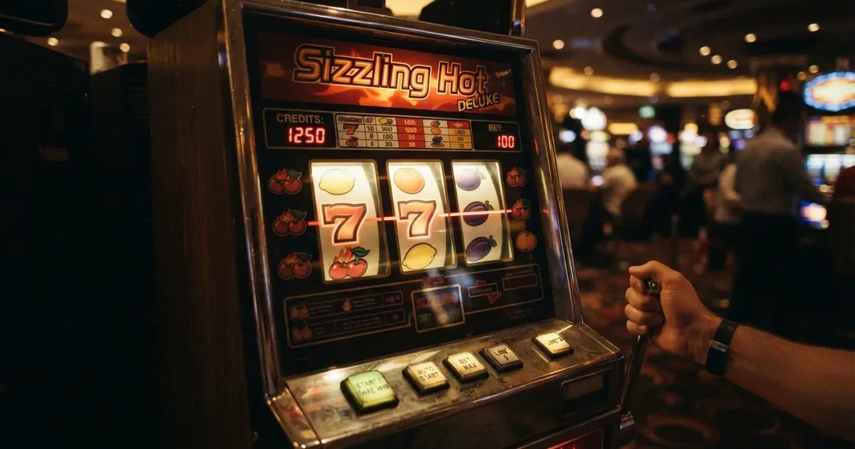 Sizzling-Hot-Spielautomat mit Obstsymbolen auf 5x3-Walzen