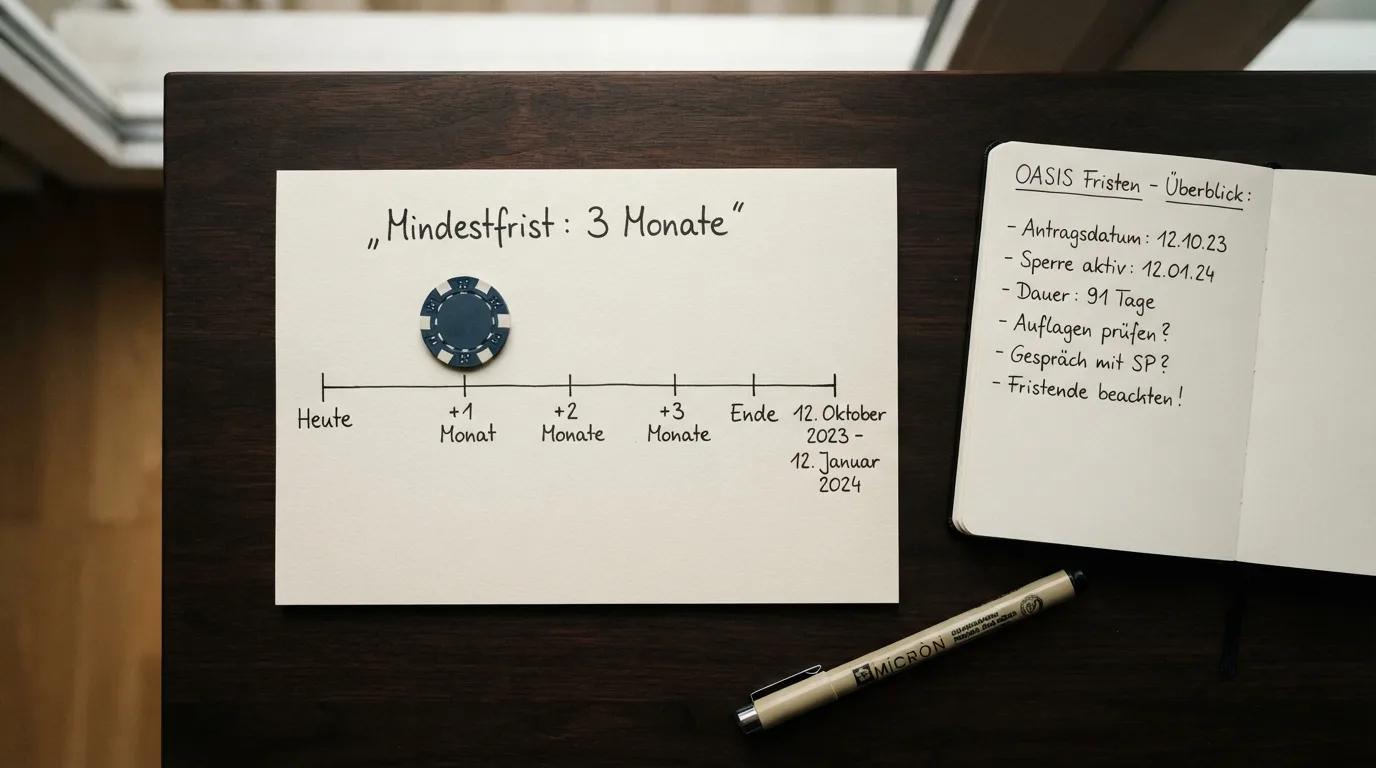 Kalender mit markierter Mindestfrist und durchgestrichenem Automatismus-Symbol