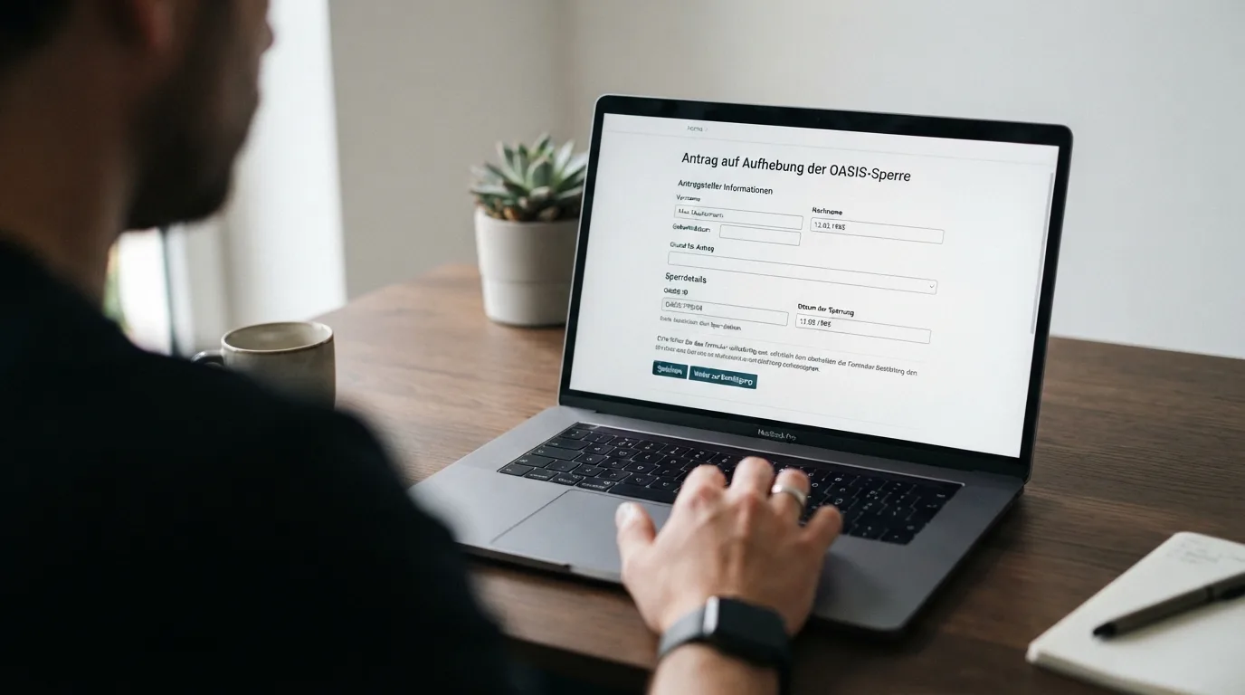 Antragsformular oder Online-Portal-Ansicht für den Aufhebungsantrag