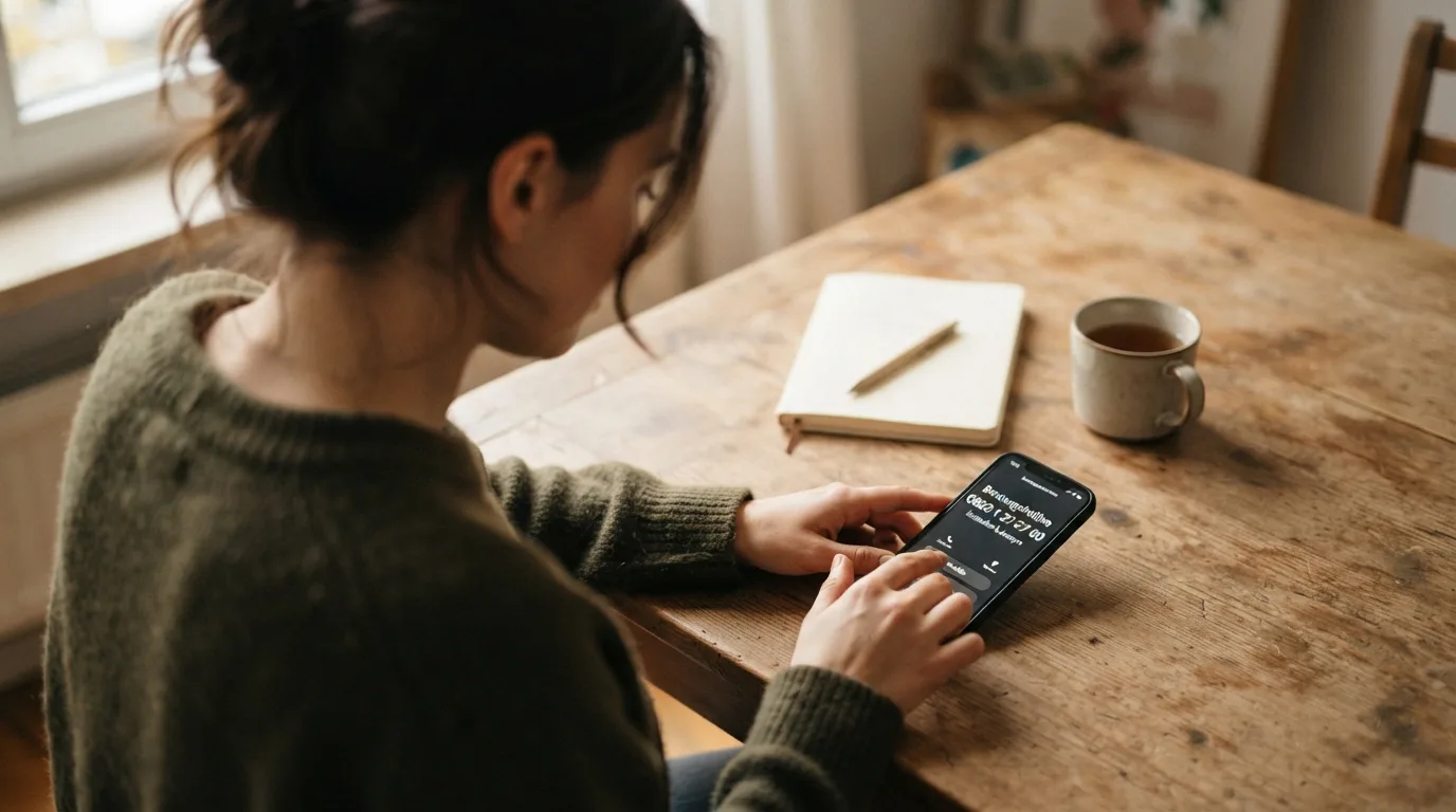 Beratungsangebot mit Telefon, Selbsttest und Symbolen für vertrauliche Unterstützung