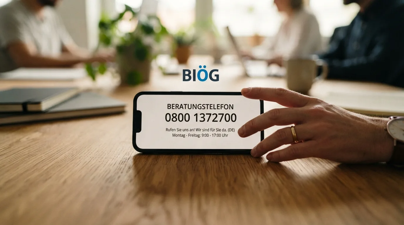 BIÖG-Beratungstelefon auf einem Bildschirm