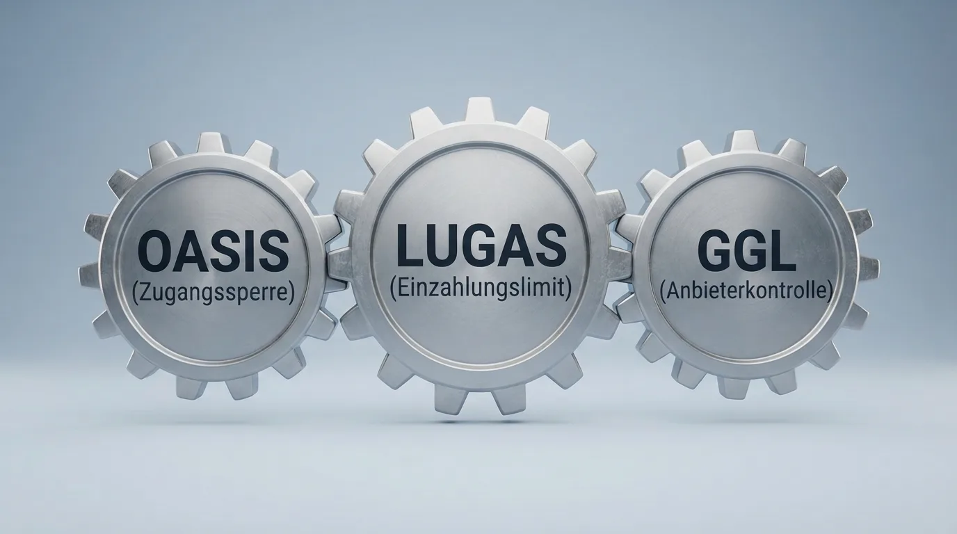 Zusammenspiel von OASIS, LUGAS und GGL im deutschen Spielerschutz