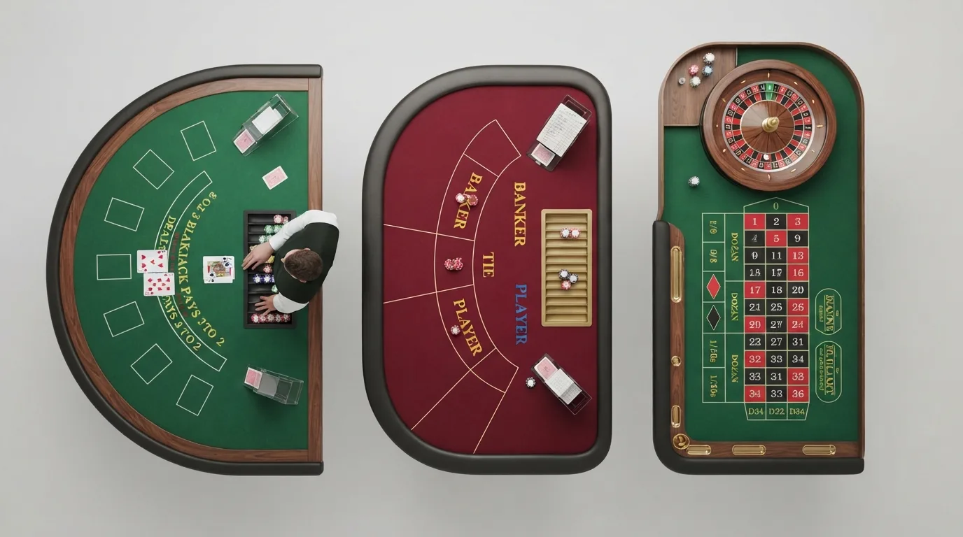 Vergleichsgrafik Hausvorteile Blackjack, Baccarat und Roulette als Balkendiagramm